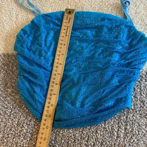 Fashion nova corset top Womens size XS sequin crop blue strapless samantha - Picture 6 of 9